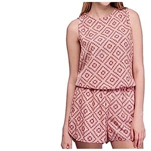 Gap pink yellow geometric print tank summer romper